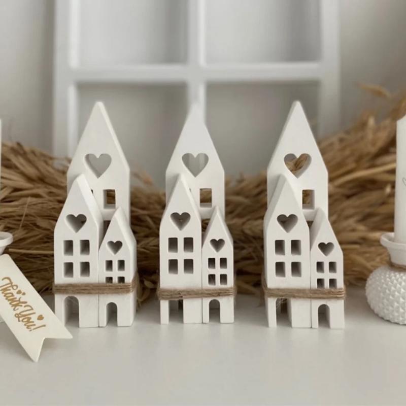 Heart House Concrete Silicone Molds Christmas Home Gypsum Mold Casting Light Heart Houses Candle Resin Mould Pottery Making