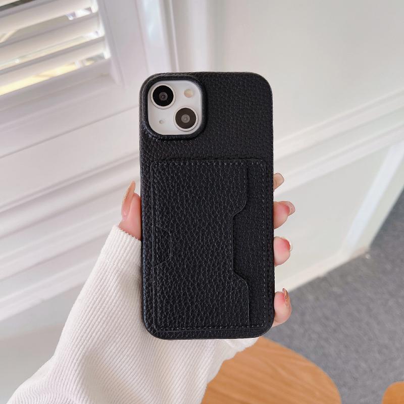Luxury Solid Color Left Right Wallet Card Slot Hard PC Phone Case For iPhone 16 Pro Max E 14 11 12 13 15 Pro Max Mini Back Cover