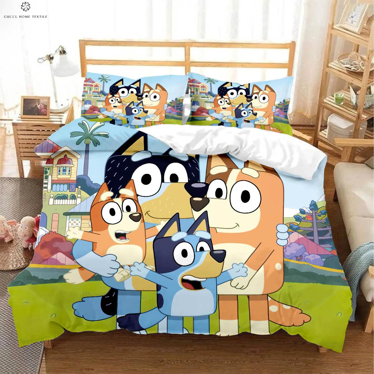 Housse de couette imprimée dessin animé mignon Ensemble de literie Ensemble exquis Couvre-lit Ensemble couvre-lit Ensemble de literie Cadeau d'anniversaire de luxe EU 135x200cm 2PCS