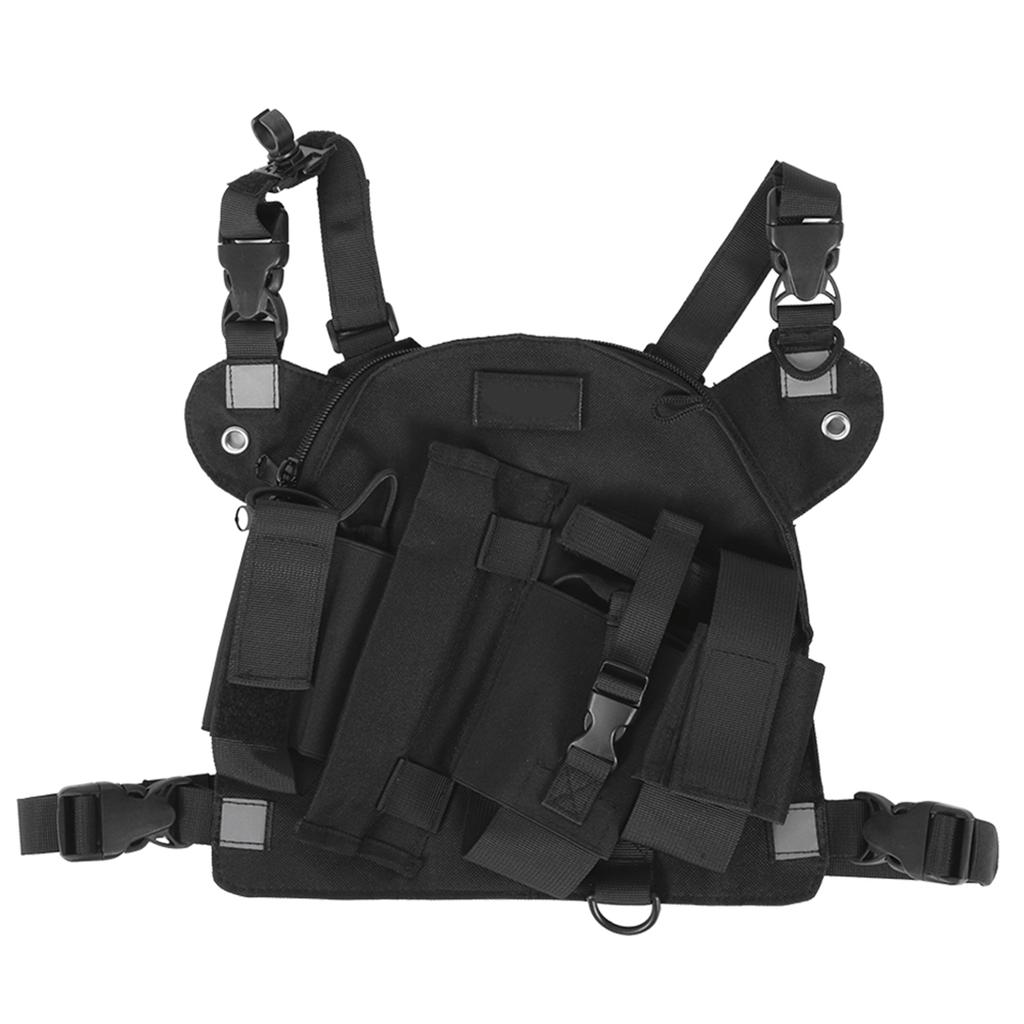 Walkie Talkie Brust Front Pack Tasche Taktik Outdoor Weste Rig Tragetasche Aufbewahrungstasche Schwarz