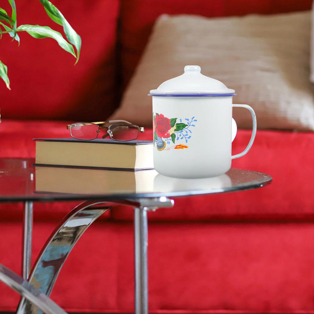 1Pcs Smooth Enamel Water Cup Vintage Chinese Retro Style Creative Iron Mug Easy Clean Heat Resistant for Coffee Tea Juice