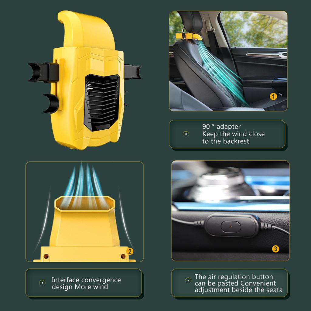 Car Cooling Fan Auto Rear Seat Headrest Electric Air Fan Portable 3 Speed USB Powered for Vehicle SUV RV Interior