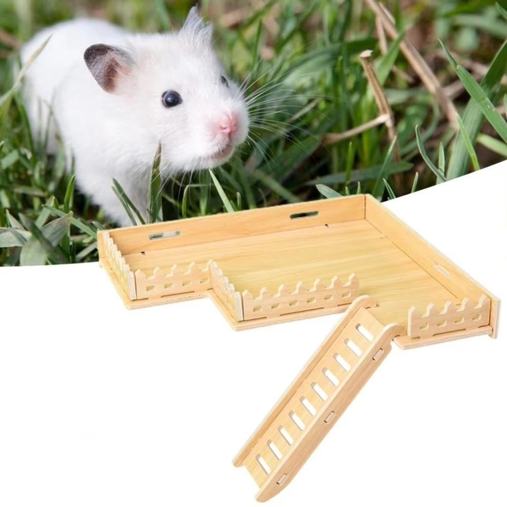 Wooden Hamster Climbing Platform Anti-Bite Pet Stand Toy Wooden Hamster Platform Guinea Pig