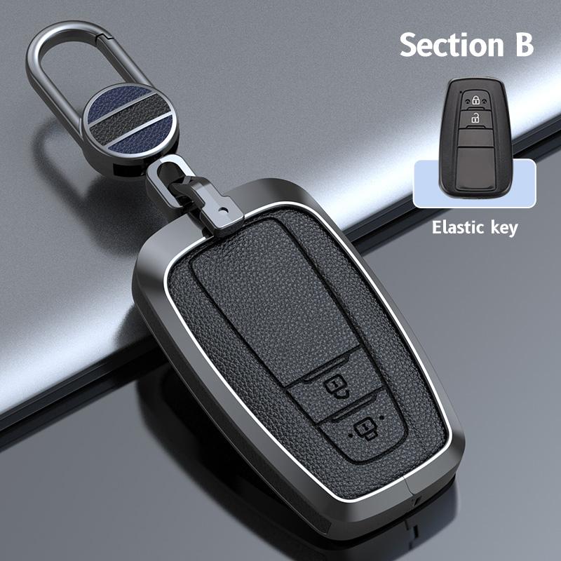 Zinc Alloy Cowhide Car Remote Key Case Fob for Toyota Prius Camry Corolla CHR C-HR RAV4 Land Cruiser Prado Keychain Accessories
