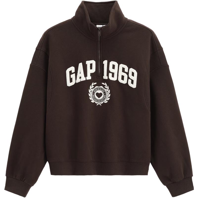 GAP Women s 2025 Winter Embroidered Logo Fleece Half-Zip Stand-Collar Sweatshirt 834946 L