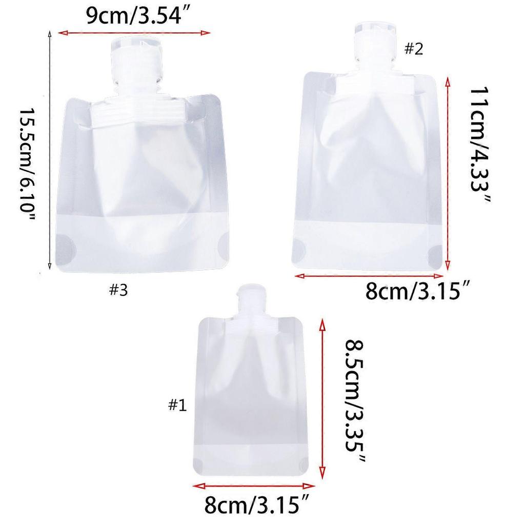 30/50/100ml Squeezeable Empty Bag Lotion Container Refillable Squeeze Pouches