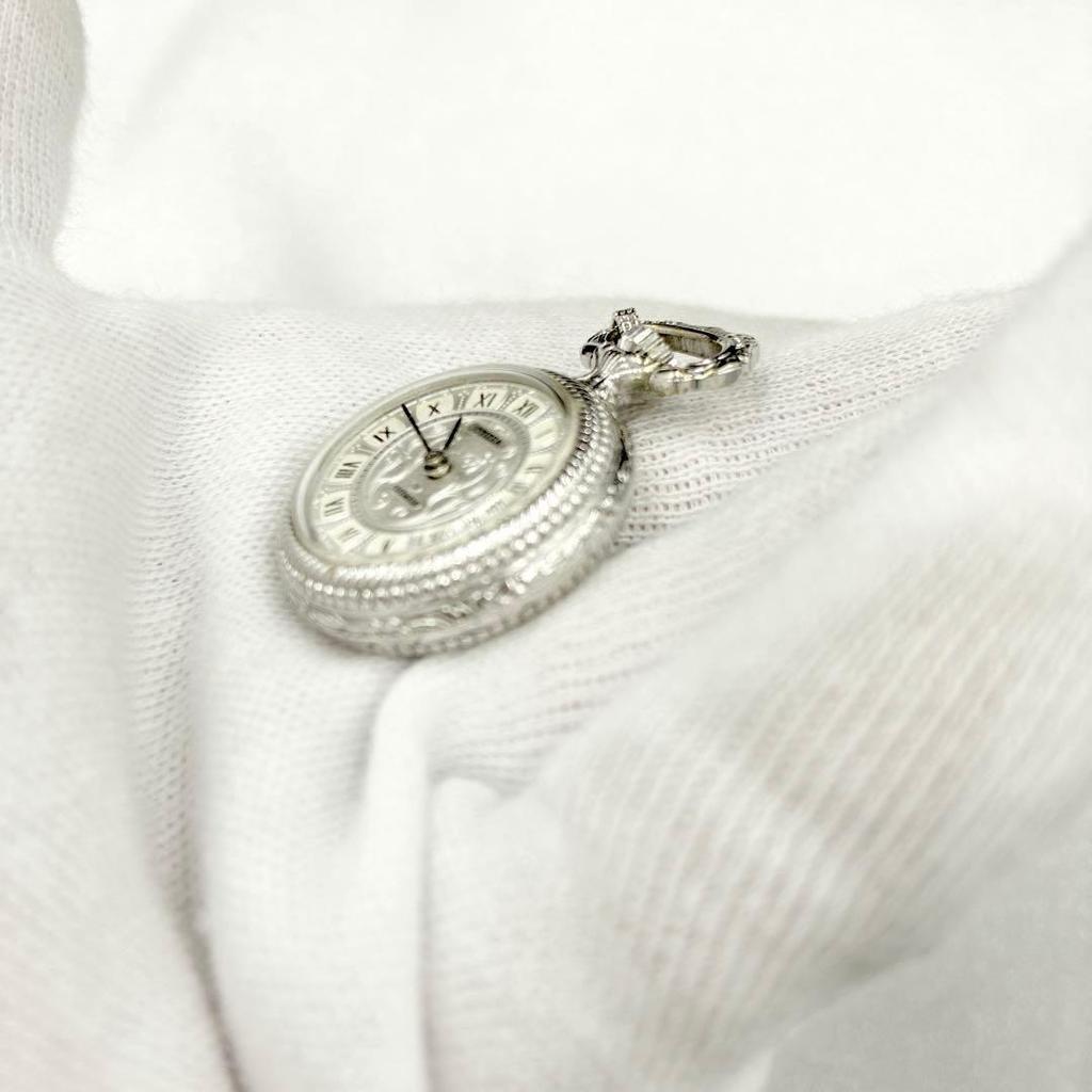Used Excellent condition * CITIZEN Pocket Watch 17JEWELS Silver Color Hand-wound