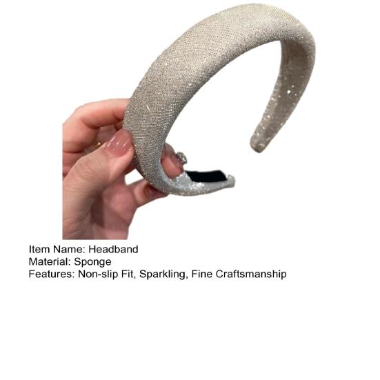 Damen Stirnband Funkelnde Strasssteine Schwamm Verdickte Füllung Rutschfestes Design Haarreif Flexible Passform Haaraccessoire
