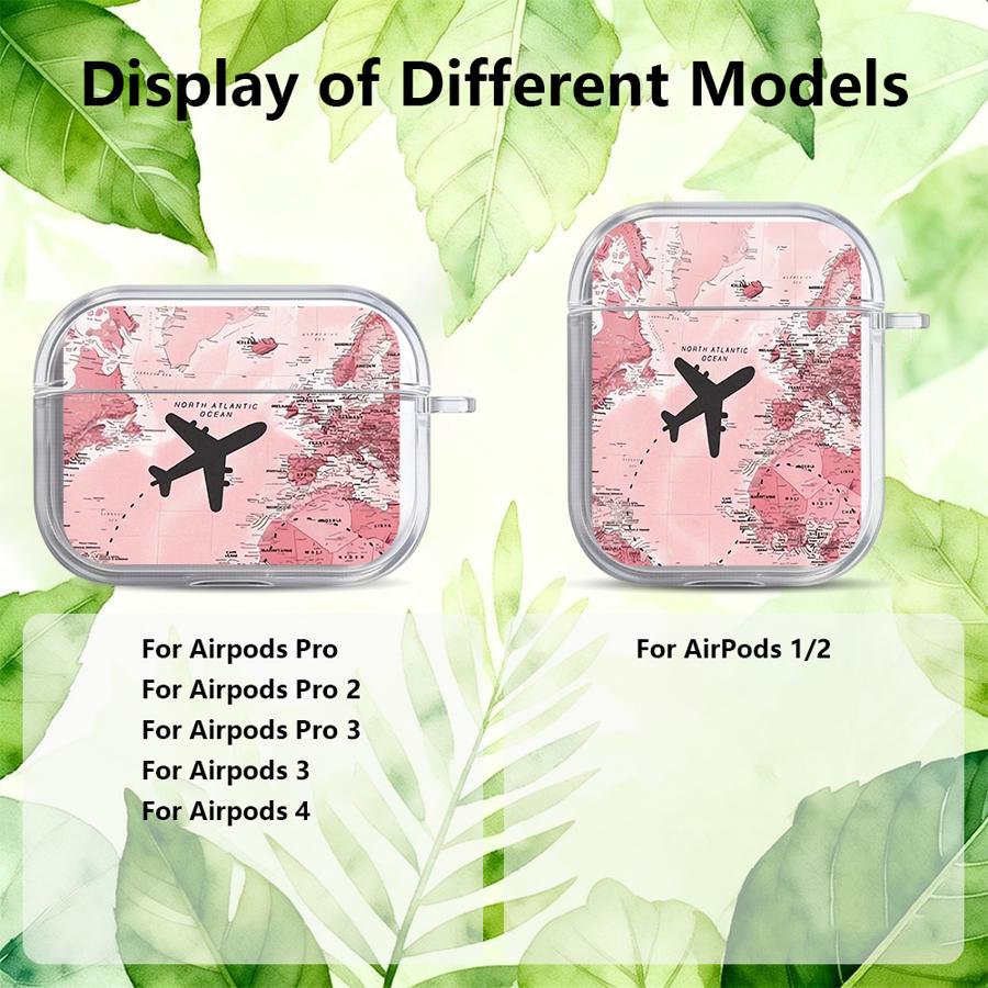 Case For Airpods 2 Pro 1 3 Pro3 Pro2 4 Clear Earphone Cases Cover Airplane Map