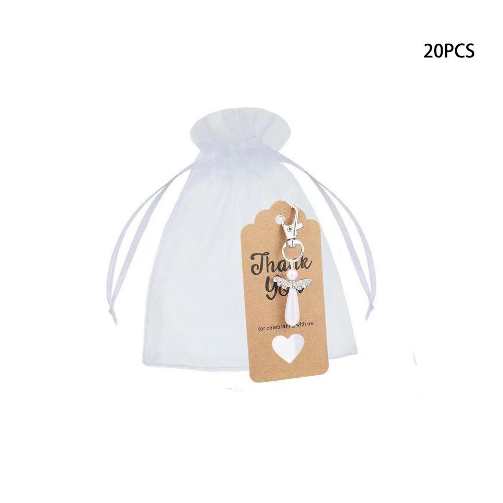 

Runtowo 20Sets Angel Keychain & Thank You Kraft Tags & Organza Bags ,Wedding Birthday Party Gifts , Christmas Party Supplies Set