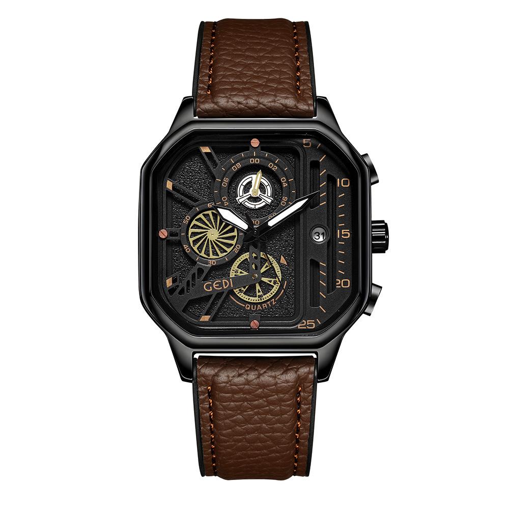 Niche High-End Square Men'S Watch Fashion Timer Business Watch Men'S Waterproof Quartz Watch