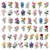 50pcs Vibrant Flower Stickers Assorted Floral Decal Reusable Vinyl Stickers Suitable for DIY Phone Cases Suitcases and Notebooks