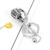 Gold Silver Color Microphone Brooch Jewelry Decoration Music Note Pins Badge Decoration for Unisex