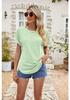 2024 Summer Women's Eyelet Hollow-Out Round Neck Short Sleeve Casual T-shirt