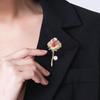 Brooch Pin Three-Dimensional Rose Shape Enamel Drip Technology Pin with Rhinestone Faux Pearl Inlay Suits Coats Dresses Badge