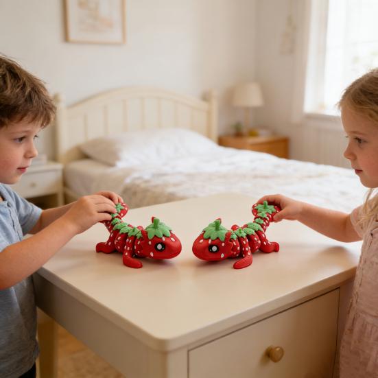3D Printed Strawberry Dragon Flexible Articulated Dragon Model with Movable Joint Desktop