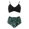 Two Piece Swimsuit High Waist Bikini Set Women Cross Front Top Adjustable Straps Swimwear Bathing Suit Beachwear