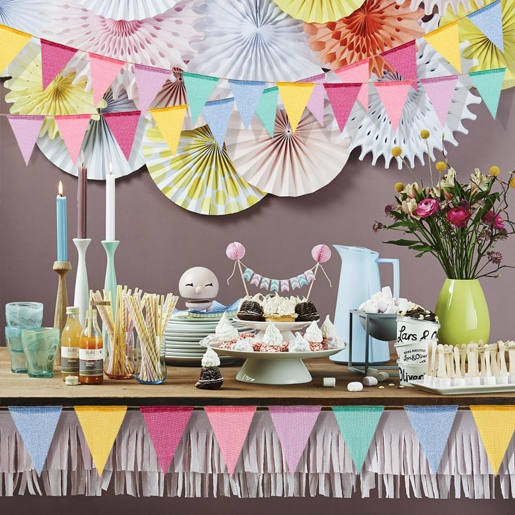 72 Flags Imitated Burlap Pennant Banner Multicolor Fabric Triangle Flag Bunting for Summer Party and Festival Classroom Hanging Decoration