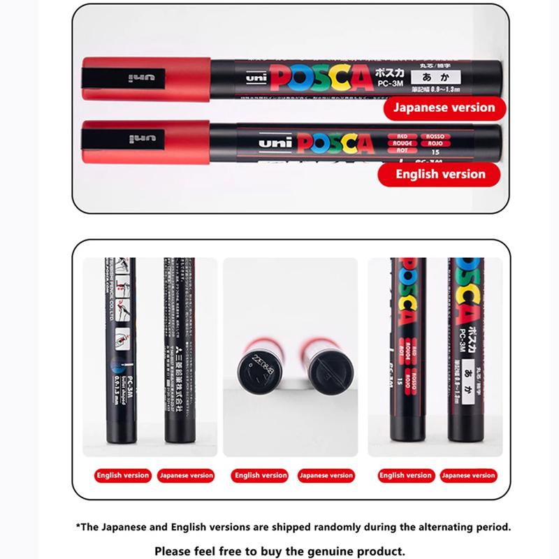 Uni POSCA Marker Farbstift, 39 Farben PC-5M/44 PC-3M/36 PC-1M, Acryl Steinmalerei Zeichnen Graffitti Marker Kunstbedarf