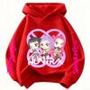 New cartoon hooded sweatshirt, suitable for both men and women, warm purple children's top, fashionable casual children's