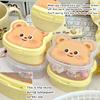 Cute Cartoon Butter Bear PP Storage Box Girl's Office Stationery Desktop Organizer Sticker Hairpins Dust-proof Flip Cover Box