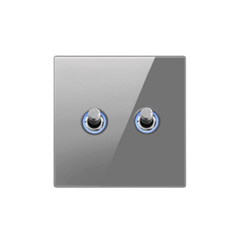 Hvit herdet glass Europeisk Vintage vippebryter for vegglampe, 110-250V 1-polet 2-veis Elektrisk på/av med LED-indikator