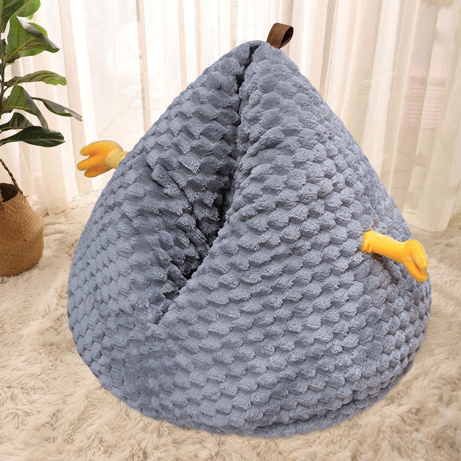 Hooded Cat Cave Bed Soft Velvet Nest House Pet Sleeping Mattress for Cat Plush Bed for Indoor Use серый