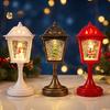 Desktop Healing Decoration Christmas Snow Sphere Lamp, Retro Street Lamp Design, Santa Home Interior Accents Snowman Tree Night Light for Bedroom,