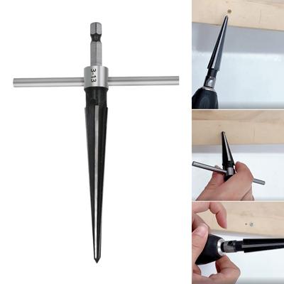 Universal-Reibahle mit 1/4 Zoll Sechskantschaft, T-Griff, Kegelreibahle, Handwerkzeug für 3–13 mm und 5–16 mm Reiben für die Holzbearbeitung