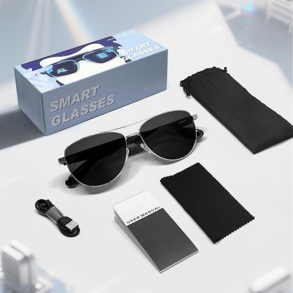 KI Bluetooth Smart Glasses mit automatischer Ein-/Aussch-Funktion, Metall-Federgelenke, Musik- & Anrufsensoren