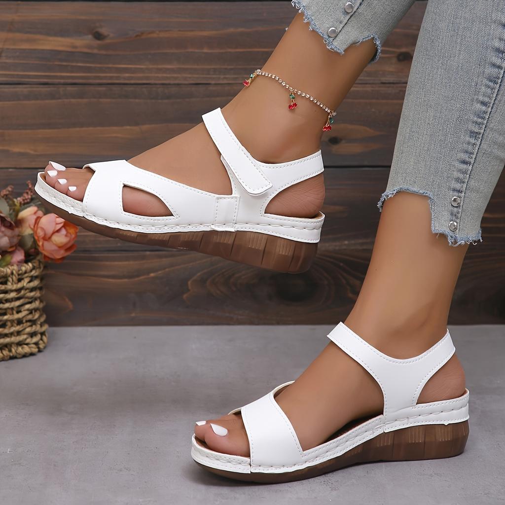 Women's Casual Summer Wedge Sandals Open Toe Ankle Strap Comfortable Beach Shoes
