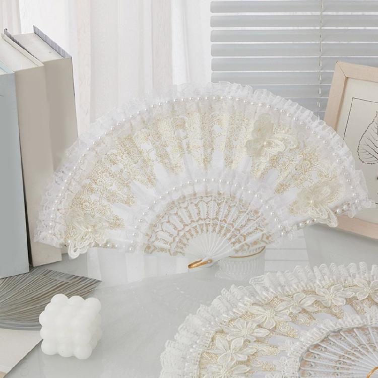 Multifunctional Lace Folding Fan Durable Plastic Frame Costume Party Wedding Decoration Accessory