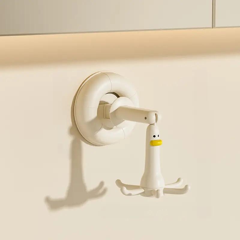 1Pc Adjustable Utility Hooks with Suction Cup 360° Rotating Duck Design Wall Mount Multi-Functional Creative Home Organizer