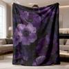 2026 Latest Flannel Blanket Contemporary Purple Floral Print Flannel Blanket Soft Hypoallergenic AllSeason Throw for Sofa, Bed, Office Machine Washabl