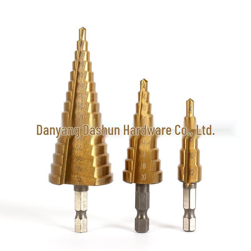 4241 HSS Titanium-Coated Hex Shank Step Drill Bit with Straight Flutes
