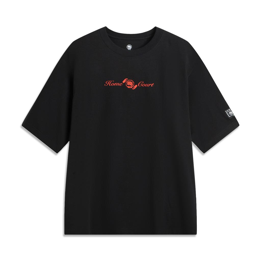 Li Ning Bad Five Fashion Versatile Casual Loose Round Neck Letter Print Pattern T-Shirt Men Tops Black AHSVA11-3