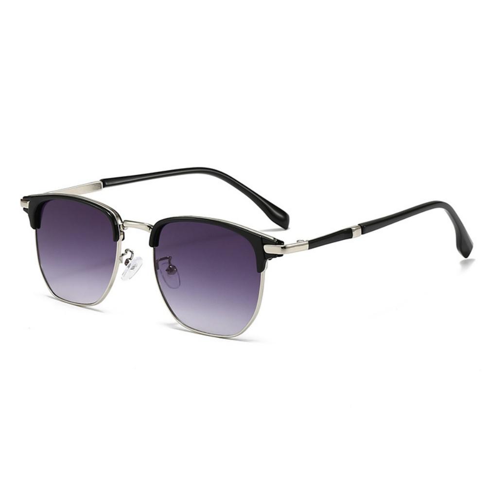 Vintage Half Frame Sunglasses for Women and Men Fashion Metal Sun Glasses UV400  Eyewear Travel Driving Sunscreen Glasses