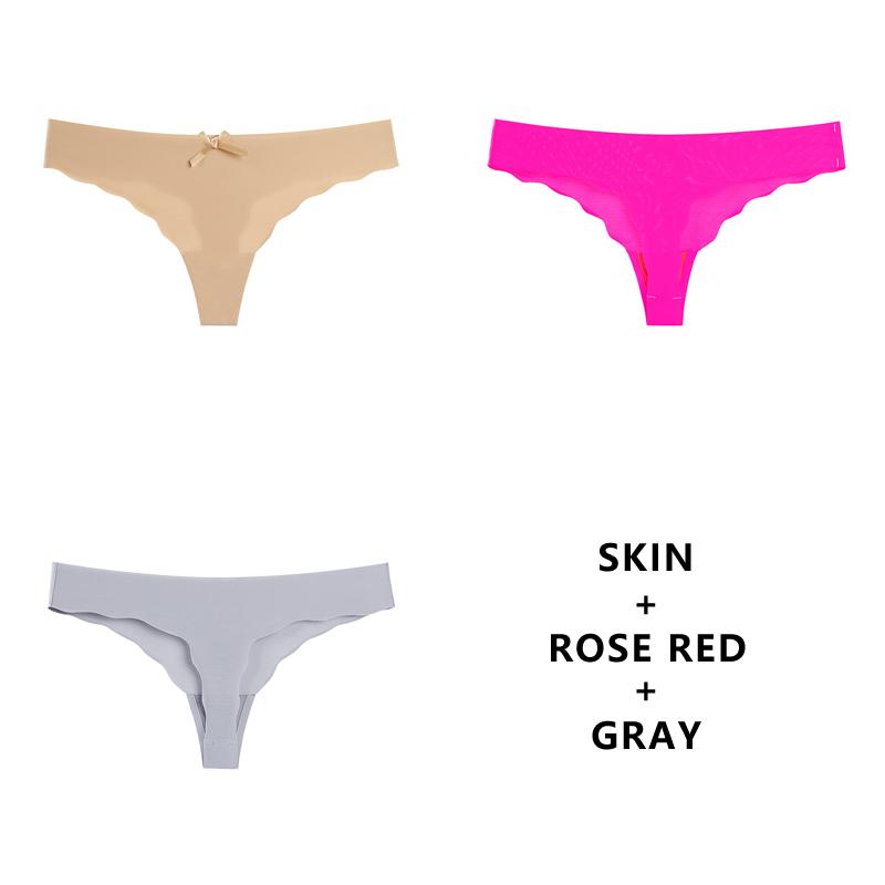 3PCS/Lot Seamless Panty Set Underwear T-back Female Comfort Intimates Fashion Ladies Low-Rise Briefs Panties Women Sexy Lingerie
