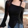 Slim Irregular T Shirt Sweet Slanted Shoulder Top Chic Off Shoulder Top  Summer