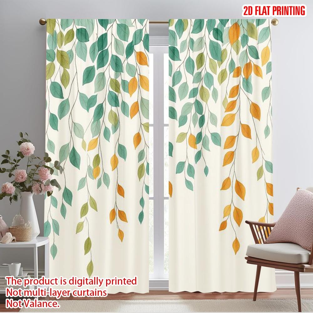 

2pcs,2D plane printing Print Curtains Falling Leaves Polyester (without rod) Home Decor Perfect for Room, Kitchen, Study, 52.50×116.00 CM 2pcs