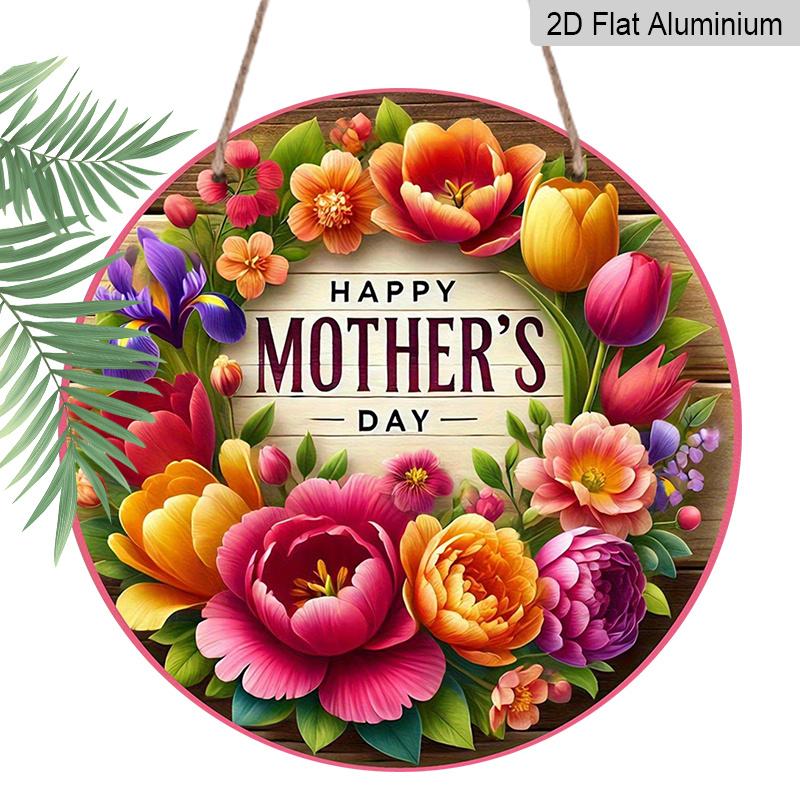 

2D Flat, 2D Printed Vintage Style Round Aluminum Sign, Mother s Day Floral Theme Plaque, Perfect for Bedroom, Living Room, Dining Room, Bar, and 1pc