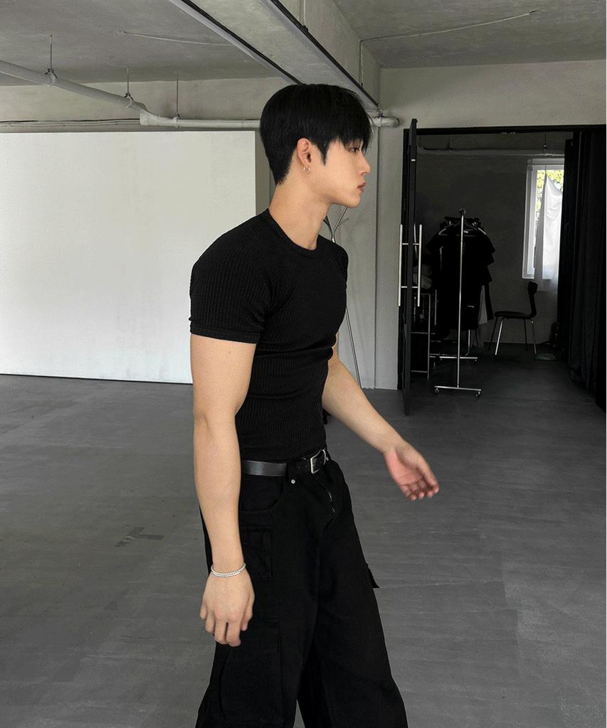 Siaosiko Muscle Fit Round Short Sleeve Knit