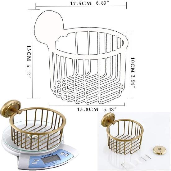 Toilet Roll Holder,Toilet Paper Holder Wall Mounted Vintage Brass Roll Tissue Wire Basket Dispenser Tissue Paper Roll Holder for Bathroom Storage,
