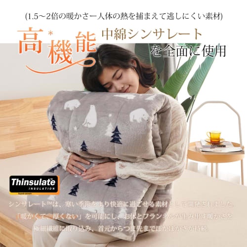 Matdeco Single Thick Winter Blanket, 2-Ply, Made with Thinsart, a High-Performance Filling, Four-Layer Construction, Washable Flannel, Insulated, Ultr