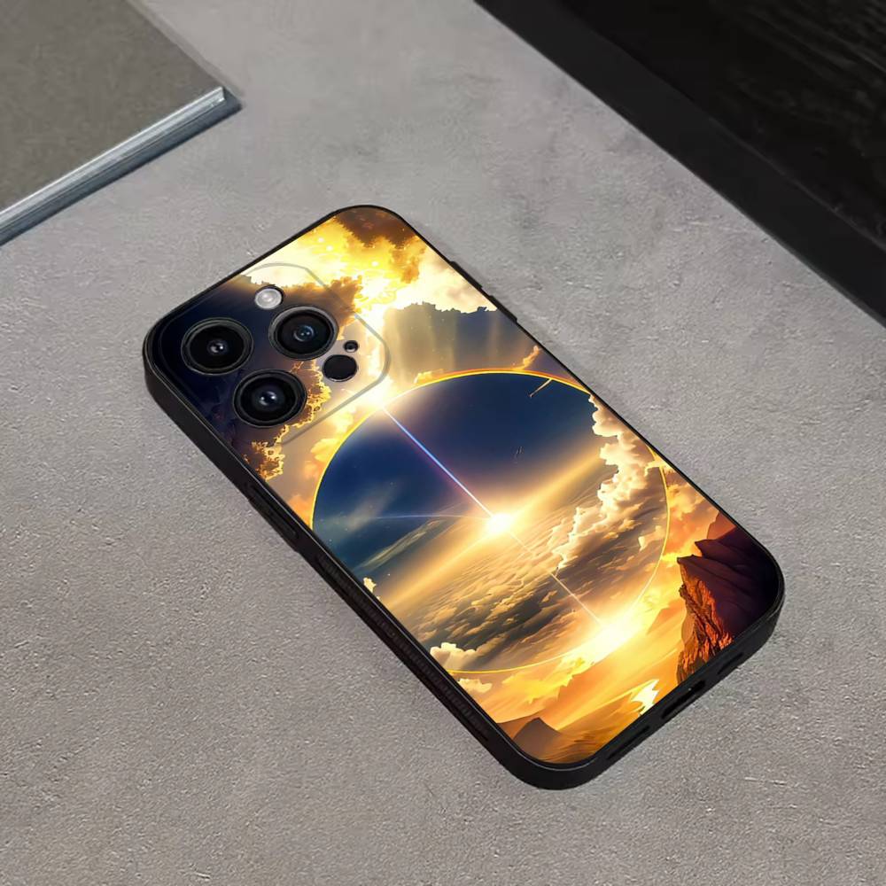 Saturn Solar system Phone Case For iPhone 17,16,15,14,13,12,11 Plus,Pro Max,XS,X,XR,SE,Mini,8,7,Soft Silicone Black Cover