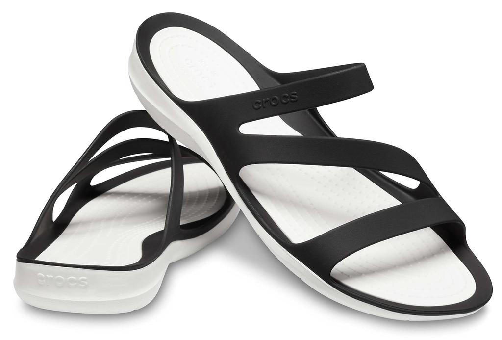 Crocs Swiftwater Sandalen 203998 W9 Damen Schwarz/Weiß (25 cm)