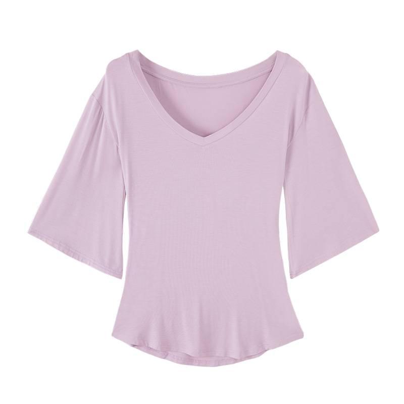 Korean Casual V-Neck Short-Sleeve T-Shirt: Summer 2026 Trendy Slimming Top