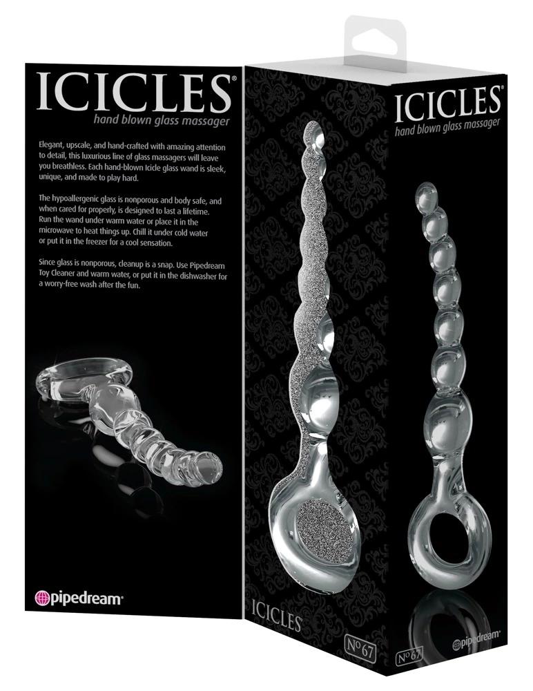 Icicles - Glass Anal Beads with Handle