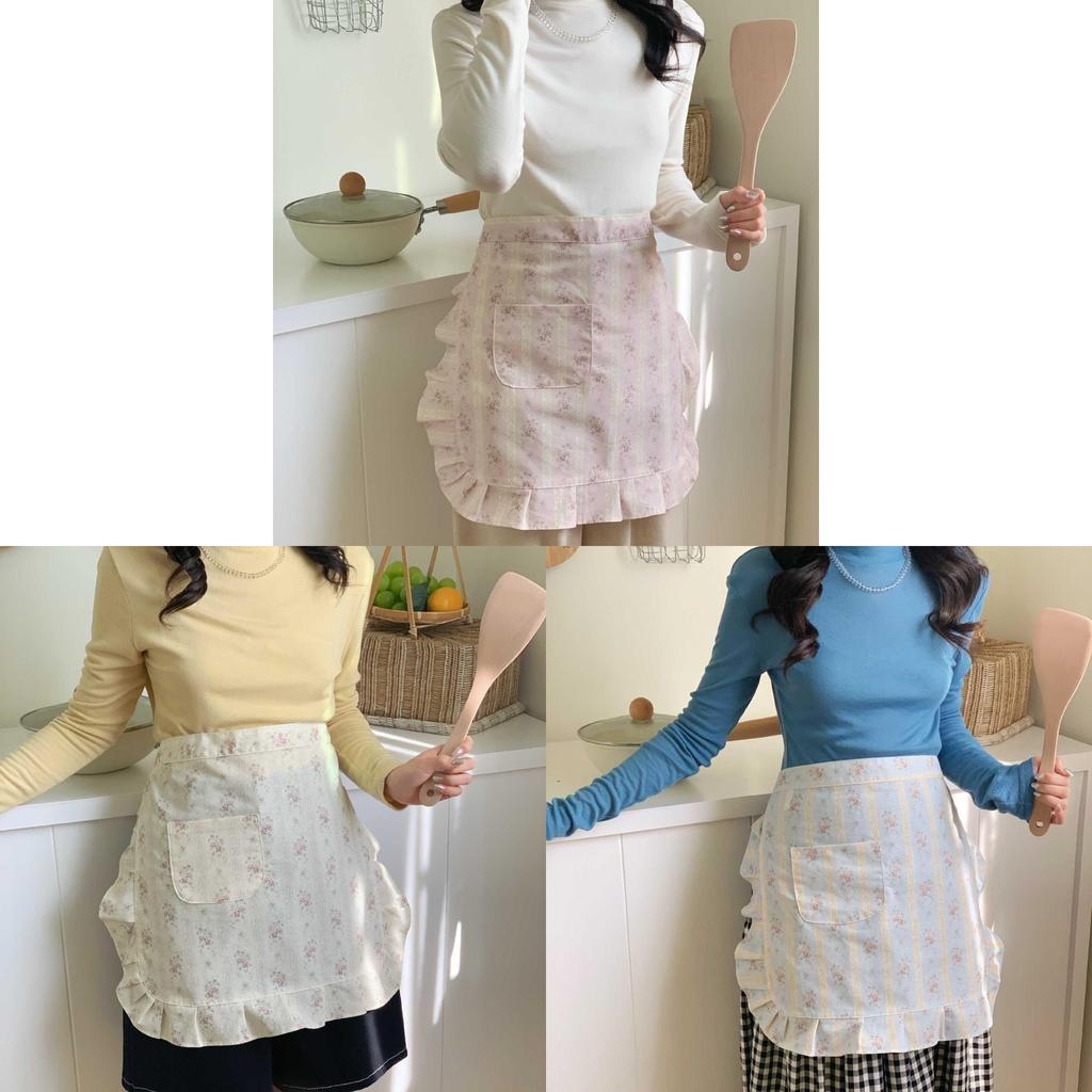 Cotton Sleeveless Apron With Floral Stripes For Home Kitchen And Cooking Enthusiasts
