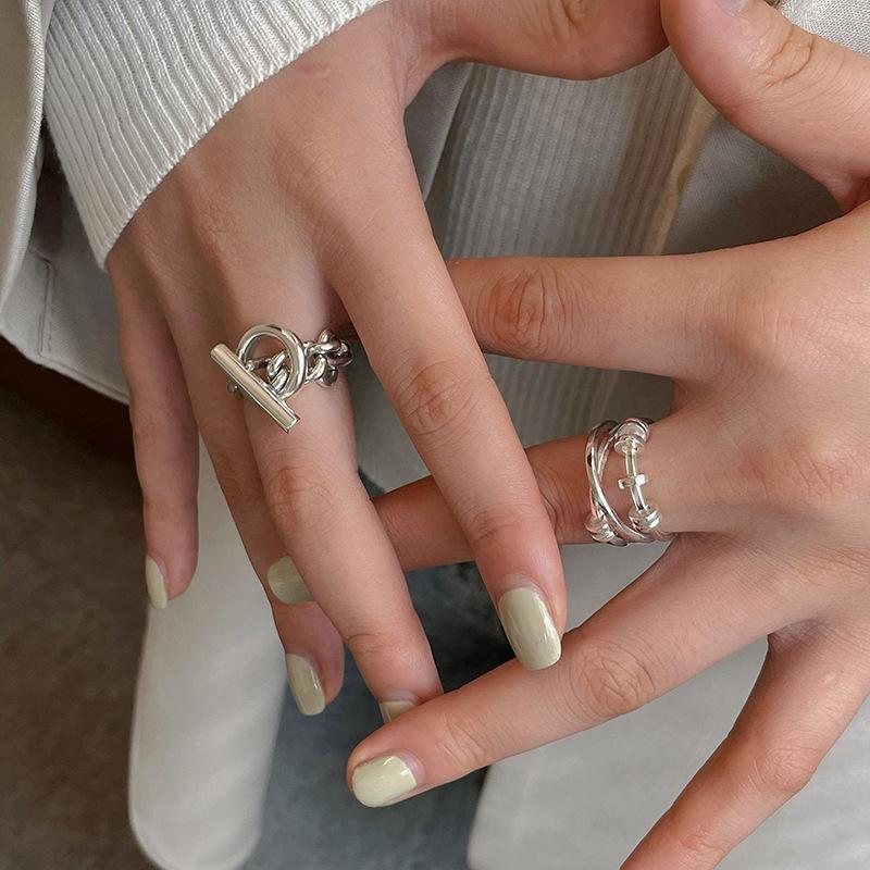 Retro OT Schnalle Kettenringschloss Für Damen Herren Punk Gothic Edgy Kupfer Zirkon Vintage Unisex Trendige Accessoires Geschenk für Verliebte